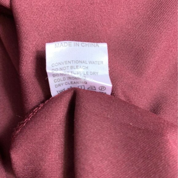 Fentar Empire Waist Drape Tie Dress Plus Sz 2XL Maroon Midi Flattering 3/4 Sleev - Picture 9 of 14